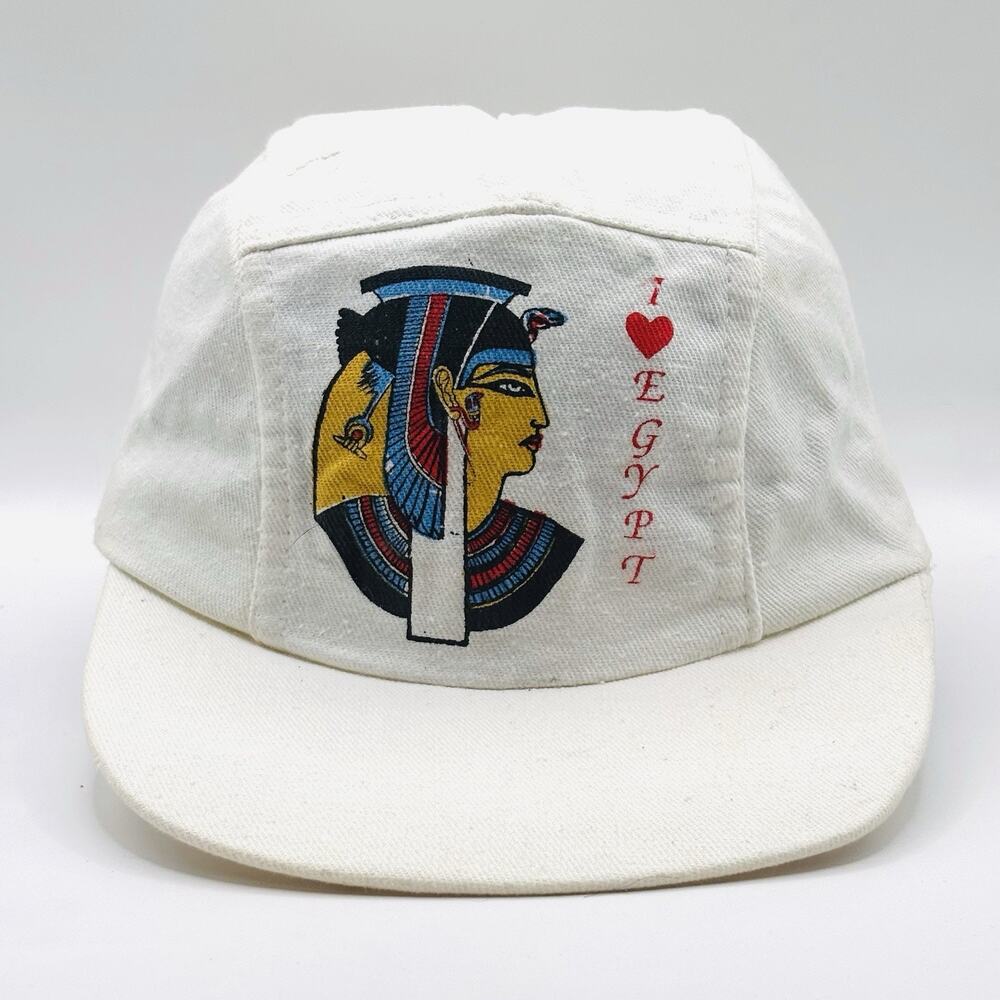 Egypt Hat Men's Adjustable White 5 Panel Cap King Tut Pharaoh Souvenir